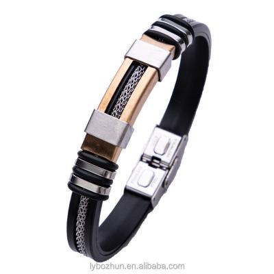 China Retro Sports Men Stainless Steel Silicone Titanium Steel Bracelet for sale