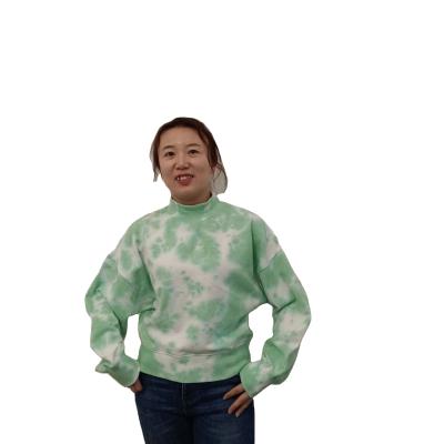 China 2021 Anti-wrinkle Women's Cropped Hoodie Tops Long Sleeve Tie Dyed Crop Hoodies Ladies Jogger Sweatshirt for sale