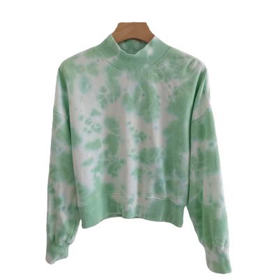 China 2021 Anti-wrinkle Women's Cropped Hoodie Tops Long Sleeve Tie Dyed Ladies Jogger Sweatshirt for sale