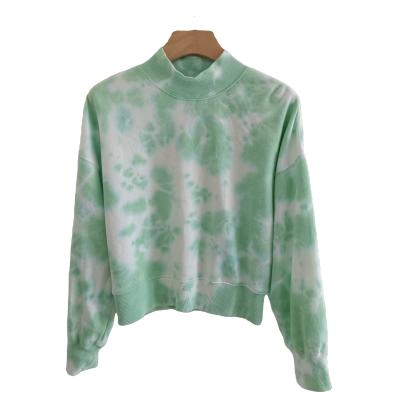 China 2021 Winter Factory Anti-Wrinkle Wholesale Women's Cropped Hoodie Tops Long Sleeve Tie Dyed Ladies Jogger Sweatshirt for sale