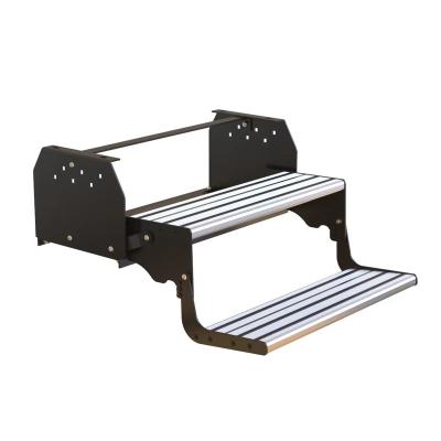 China Anti-Slip Design Anti-Slip High Strength Aluminum Manual Pull Out With Caravan Truck Trailer Steps RV Double Steps for sale