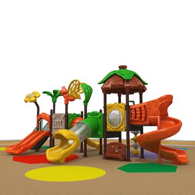 China NEW Plastic Playground Timber Forest Combination Slide,Castle Style Timber Feature Friendly Plastic Outdoor for sale