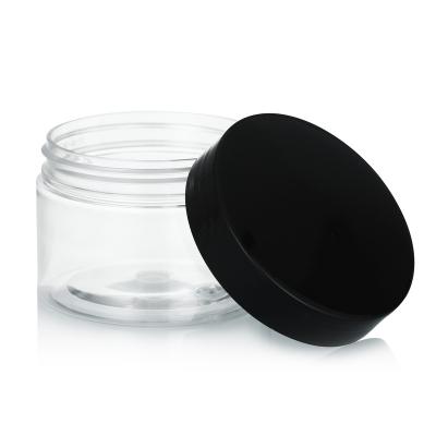 China New Design 120ml Hot Selling Empty Cosmetic 4oz Clear Transparent Jars For Body Butter Cosmetic Packaging With Black Lid for sale