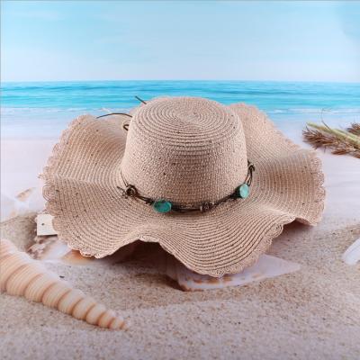 China 2021 Summer Women Sunvisor Beach Sombreros Wide Brim Paper Straw Hats With Accessories for sale