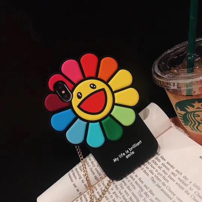 China For Cell Phone Hotsale Silicone Sunflower Cell Phone Case With Chain for sale