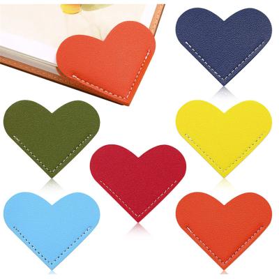 China Europe 8 Pieces Leather Leather Book Marker Heart Bookmark Handmade Page Corner Reading Book Marker for sale