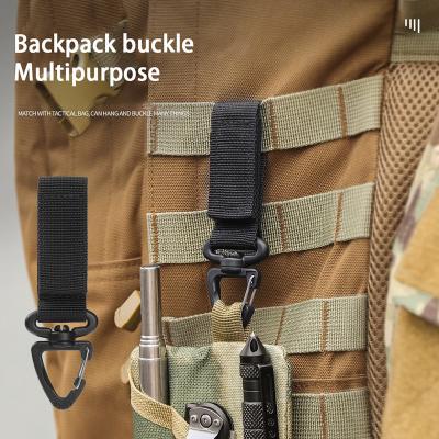 China Wholesale Custom Outdoor Triangle Shape Treeking Sprot 360-Degree Rotation Molle Military Quick Release Outdoor Carabiner Lanyard Key Ring With Strap for sale