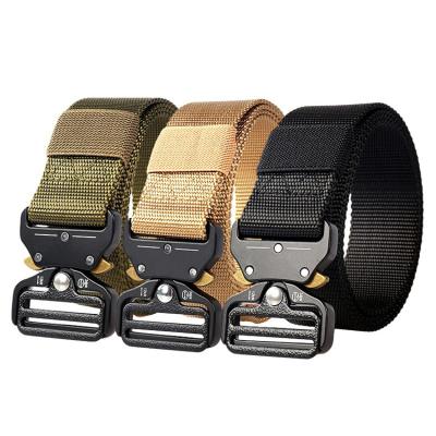 China Amazon Wholesale Heavy Duty Universal Nylon Adjustable Military Tactical Belt With Quick Release Gear Clip Metal Length 125 Width 3.8cm for sale