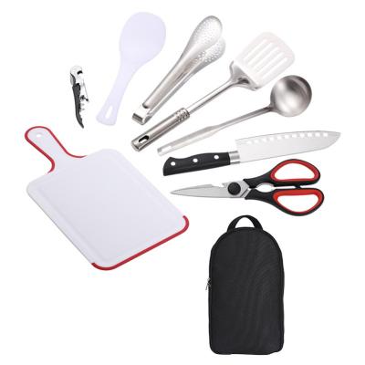 China 9pcs Camping Kitchen Camp Utensil Set With Cooking And Serving Tools Py-160 for sale