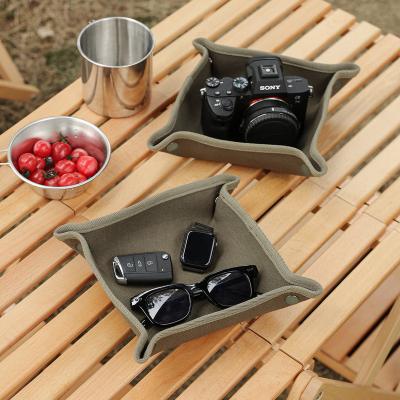 China Outdoor Canvas Main Folding Tray Camping Storage Desktop Jewelry Storage Box PY-1 for sale