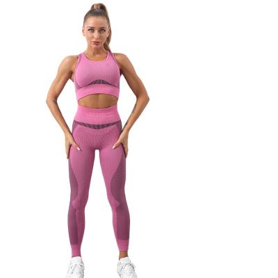 China New Breathable Women 2 Piece Long Sleeve Zipper Sports Crop Top Yoga Set Fitness Crop Top Set for sale