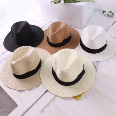 China Picture Summer Hats For Wide Brim Straw Panama Hat Female Cap Gold Sun Hat Women Soft Beach Chain Belt Flower Leather for sale