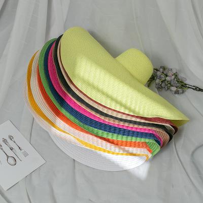 China Wholesale image luxury oversized large brim women's sombreros summer sun beach hat floppy straw hat for sale