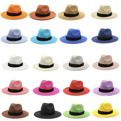 China Straw Sun Visor Empty Top Straw Hat Sombrero Panama Hat Image 20 Color Fedora Sun Beach Outdoor Vacation for sale