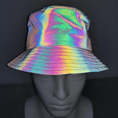 China New Color Hip Hop Reflective Hat European and American Street Fisherman Hat Lovers Colorful Personality Hip-Hop Reflective Hat for sale