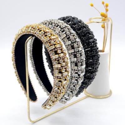 China Headband 2021 luxury bling faux diamond headband rhinestone headband designer polyester hair accessories hair bands head bands for women for sale