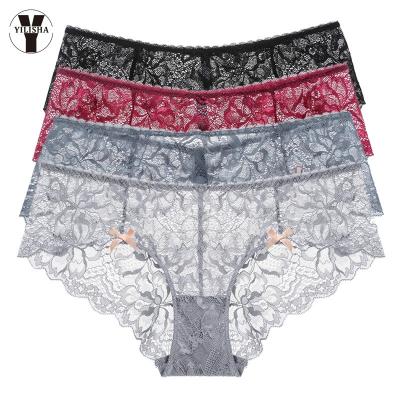 China YLSA2281 fashion women's lace ladies translucent high-end sexy wholesale panties antibacterial low waist briefs for sale