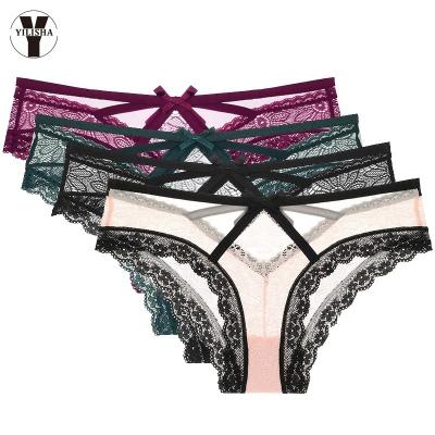 China YLSA2278 Antibacterial Hot Selling Bow Waist Lace Breathable Ultrathin Comfortable Ladies Romantic Sexy French Panties Low Briefs for sale