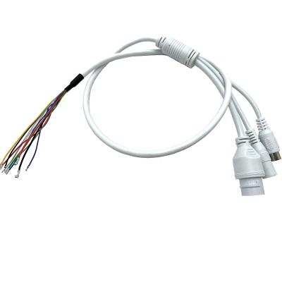 China White Waterproof PCBA Signal Input and Output Harness RJ45+DC Connector Cable for Network Video Surveillance IP Camera Module for sale