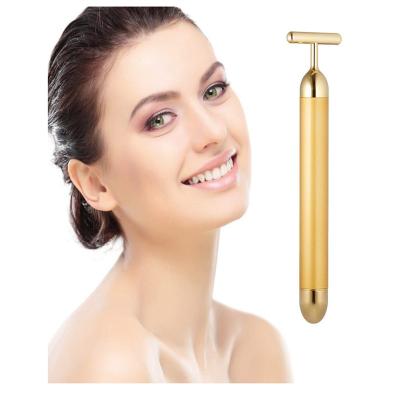 China 24k Bar Gold Electric Pulse Beauty Face Lift PSB T-shape Sign Facial Massager for sale