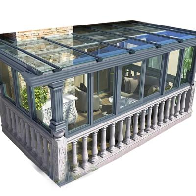 China Energy efficient European high-grade glass house sunroom Mediterranean style glass sunroom aluminum alloy style oblique flat surface for sale