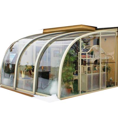 China Sunrooms Best Eco-Friendly Transparent Telescopic Conservatory Home Patio Fence Winter Garden Aluminum Alloy PC for sale