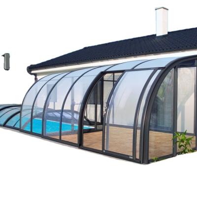 China Retractable aluminum mobile sunroom roof system sunroom solar shelter modern lean lean to PC for sale