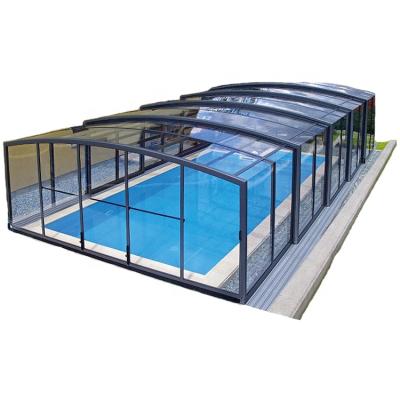 China Customized High Line Pool Cover Retractable Swimming Pool Fence Swimming Pools Custom Build Transparent Swim Retractable Swimming Pool Cover for sale