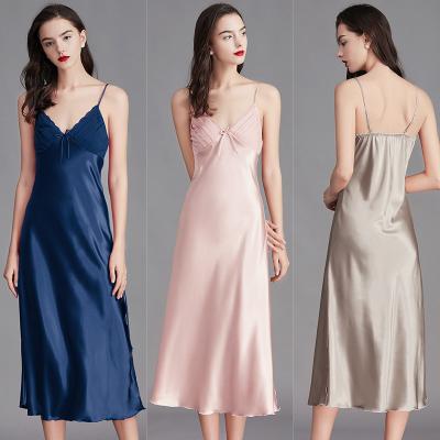 China QUICK DRY silk pajamas new arrive luxury sexy silk women's long sleep robes silk sleepwear robe for sale