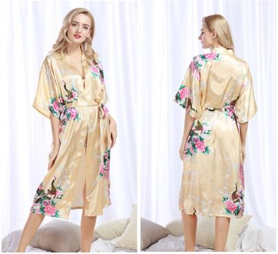 China QUICK DRY silk pajamas new arrive luxury sexy women's sleepwear long robe sleep robes set for sale