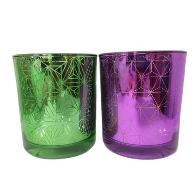 China Wholesale Home Decoration Plated Mercury Glass Candle Jar Candle Jar With Your Design Pattern for sale