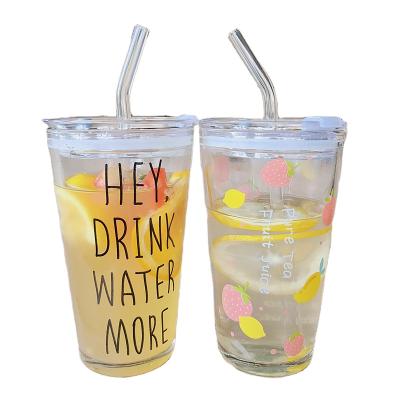 China Sustainable 450ml Travel Mug Coffee Mug Tumbler Heat Resistant Scale Glass Mug Iced Cold Juice Drink for sale