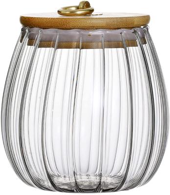 China Durable 750ml High Borosilicate Glass Grain Storage Transparent Storage Jar Wholesale Durable Vertical Jar Container for sale