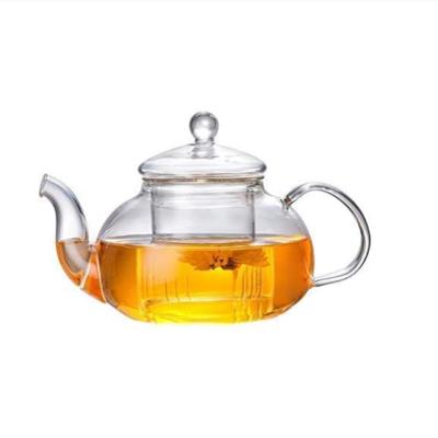 China Viable Heat Resistant Flower Tea Heat Resistant Glass Teapot With Infuser Filter Handblown Teapot for sale