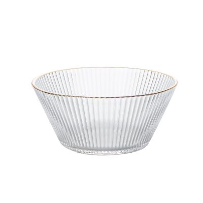 China Wholesale Stylish Clear High Sustainable Embossed Antique Glass Fruit Bowls Vegetable Bowl Glass Dessert Bowl for sale