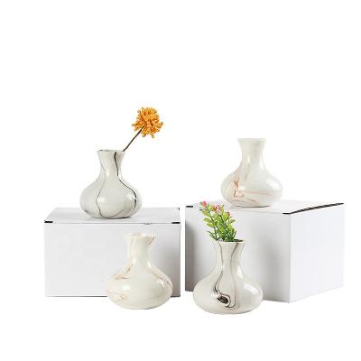 China Minimalist high-grade marble grain ceramic vase is used for desktop decoration for sale