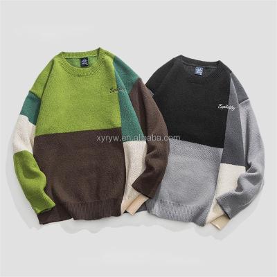 China Anti-wrinkle winter crewneck sweater custom embroidery jacquard knit cashmere long sleeve thick mens sweaters streetwear/street for sale