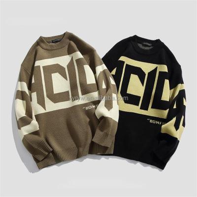 China Customized OEM&ODM new spring fashion casual long sleeve oversized pure color anti-pilling knit men's sweater streetwear for sale