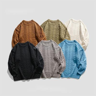 China Anti-wrinkle 2023 autumn and winter new cable crew sweater men's long-sleeved knitted casual sweater for sale