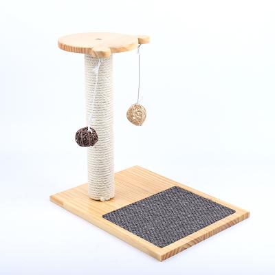 China Sisal Scratch Cardboard Cat Supplies Pet Style Cat Climbing Wooden Frame Viable Warm Eco-Friendly Wooden Stand Small Column Stand for sale