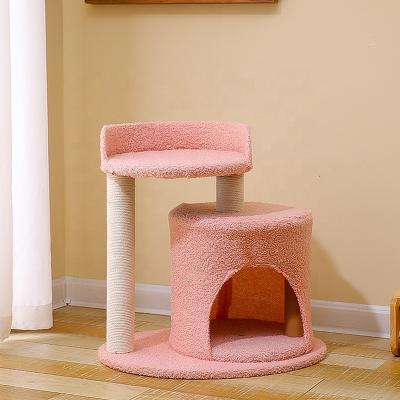 China Hot Selling Dropshipping Cat Climbing Frame Durable Muti-functional Durable Cat Tree Tower Mail and Wooden Hammock Toy for sale