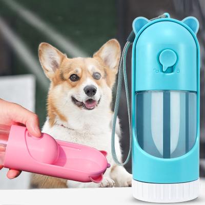 China Cute New Arrival Dog Cat Pet Outdoor Travel Water Bottle Automatic Pet Leak Proof Plastic Muti-functional And Food Dispenser for sale