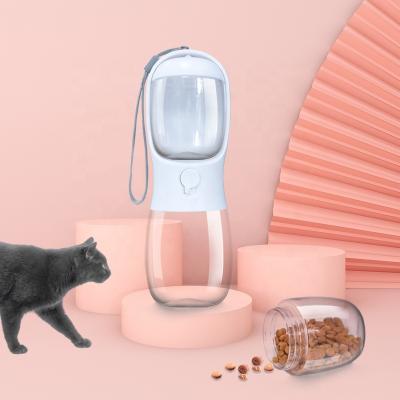 China 280ml Pet Bottle Automatic Foldable Pet Food Feeder Viable Outdoor Lightweight Walking Water Bottle Dispenser With Food Container for sale