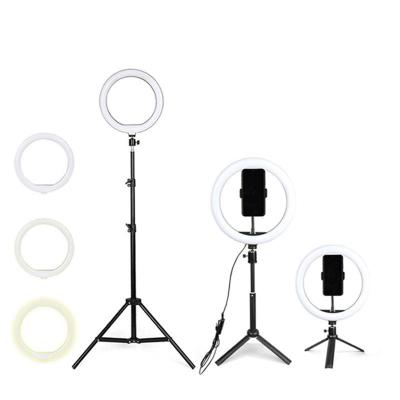 China Mini Sample Free 10 18 inch tiktok phone tripod live lighting led professional live stream makeup selfie ring fill light stand for sale