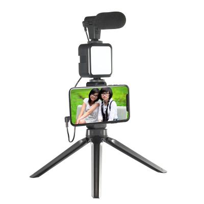 China Free Mini Sample Selfie Mobile Phone Lighting Vlog Led Video Light Kit Streaming Microphone Kit Tripod Vlogging Kit for sale