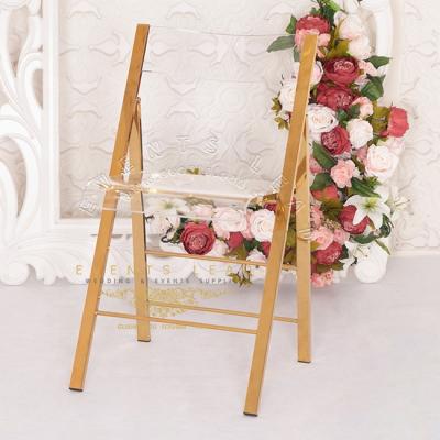 China New Item Modern Foldable Gold Wedding Acrylic Frame Stainless Steel Dining Chair For Sale for sale