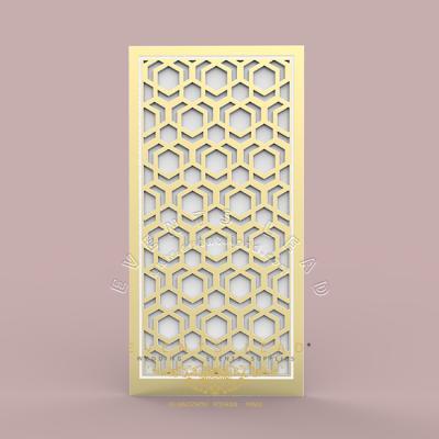 China Elegant Wedding Decoration Gold Frame With PVC Wedding Hot 3D Hexagon Pattern Product Wall Panels for sale