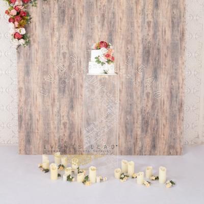 China Wedding Decoration Rectangle Wedding Pedestal Clear Acrylic Flower Stand With Elegant White Letters for sale