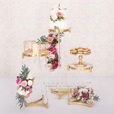 China New design wedding decoration gold flower minimalist acrylic wedding aisle and transparent stand for sale