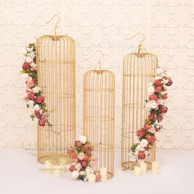 China Wedding Decoration Luxury Gold Iron Cage Party Decoration Props Supplies For Wedding for sale